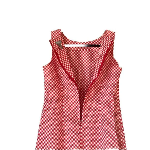 G.H Bass Dress Jumper Cotton Sleeveless Red White Plaid Checker Size 8 - Picture 5 of 6